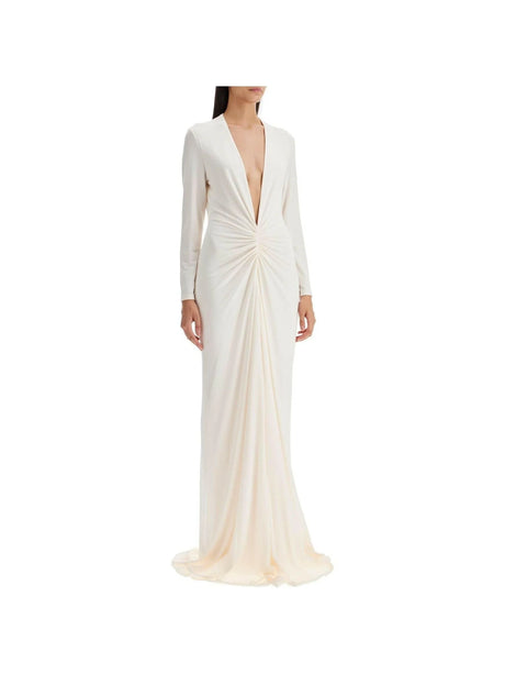 Stretch Sable' V-Neck Evening Dress-Tom Ford-JOHN JULIA