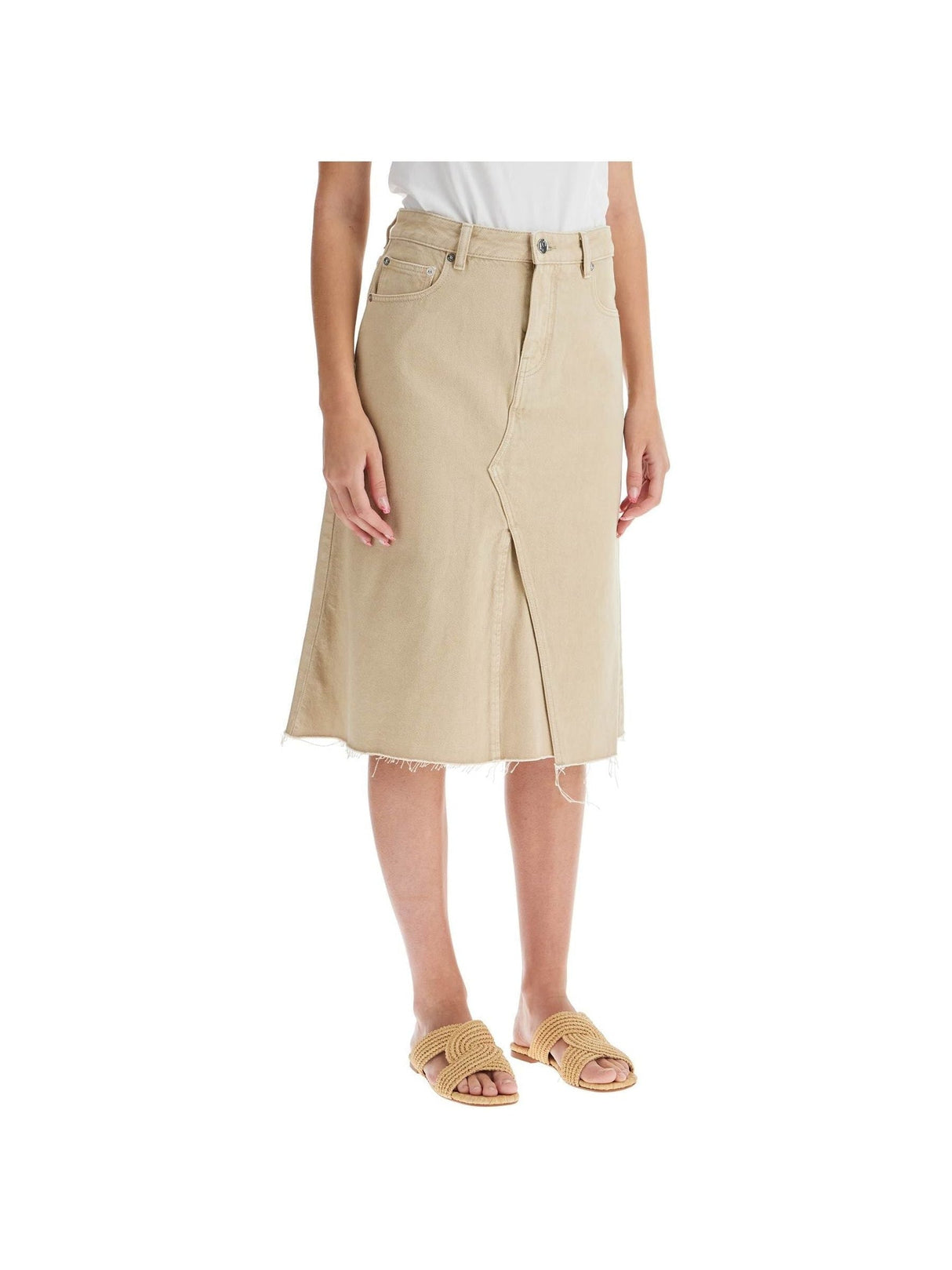 Cotton Denim Trapeze Skirt - Women > Clothing > Skirts > Midi