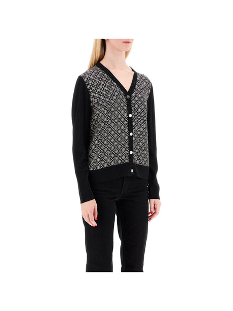 Silk Insert Wool Cardigan-Tory Burch-JOHN JULIA