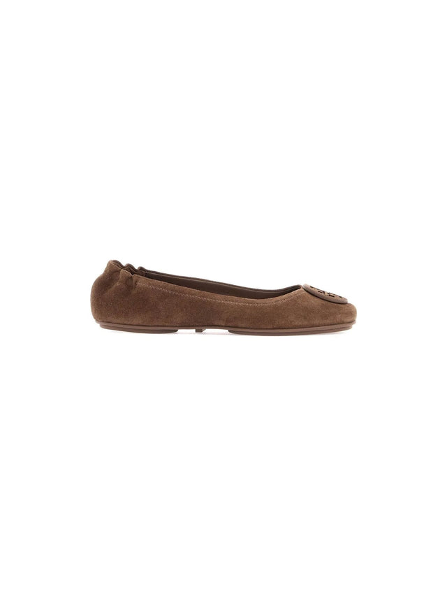 TORY BURCH-Suede Minnie Travel Ballet Flats-JOHN JULIA