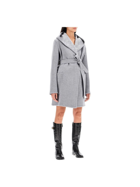 Hooded Wool Mid-Length Coat-Tory Burch-JOHN JULIA