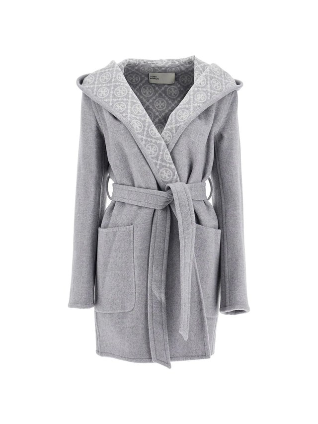 Hooded Wool Mid-Length Coat-Tory Burch-JOHN JULIA