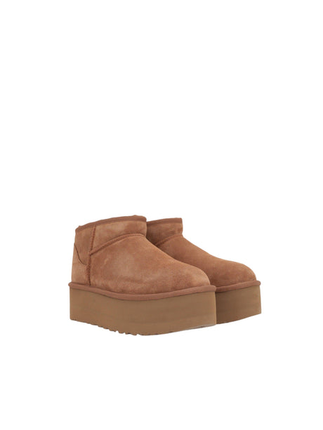 Classic Ultra Mini Suede Flatform Ankle Boots-UGG-JOHN JULIA