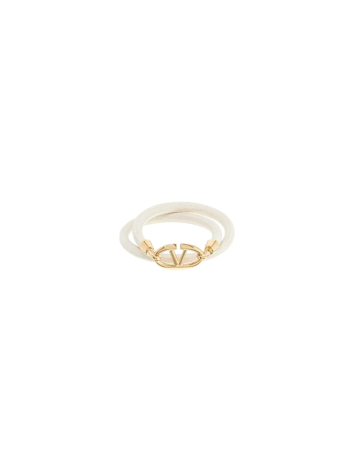 VALENTINO GARAVANI-18kt Gold Plated Smooth Leather Double Twist VLOGO Bracelet-JOHN JULIA