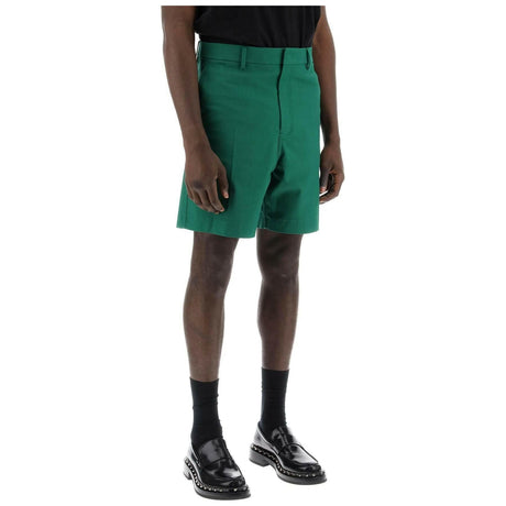 Basic Green Stretch Cotton Canvas Shorts VALENTINO GARAVANI JOHN JULIA.