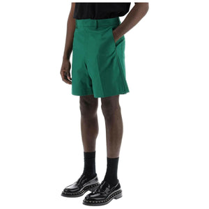 Basic Green Stretch Cotton Canvas Shorts VALENTINO GARAVANI JOHN JULIA.