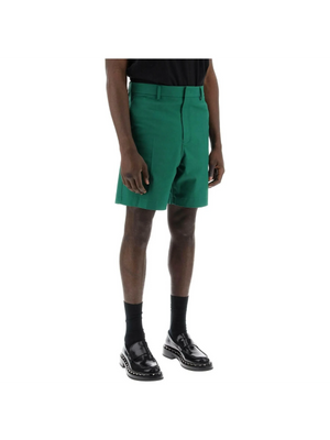 Basic Green Stretch Cotton Canvas Shorts VALENTINO GARAVANI JOHN JULIA.