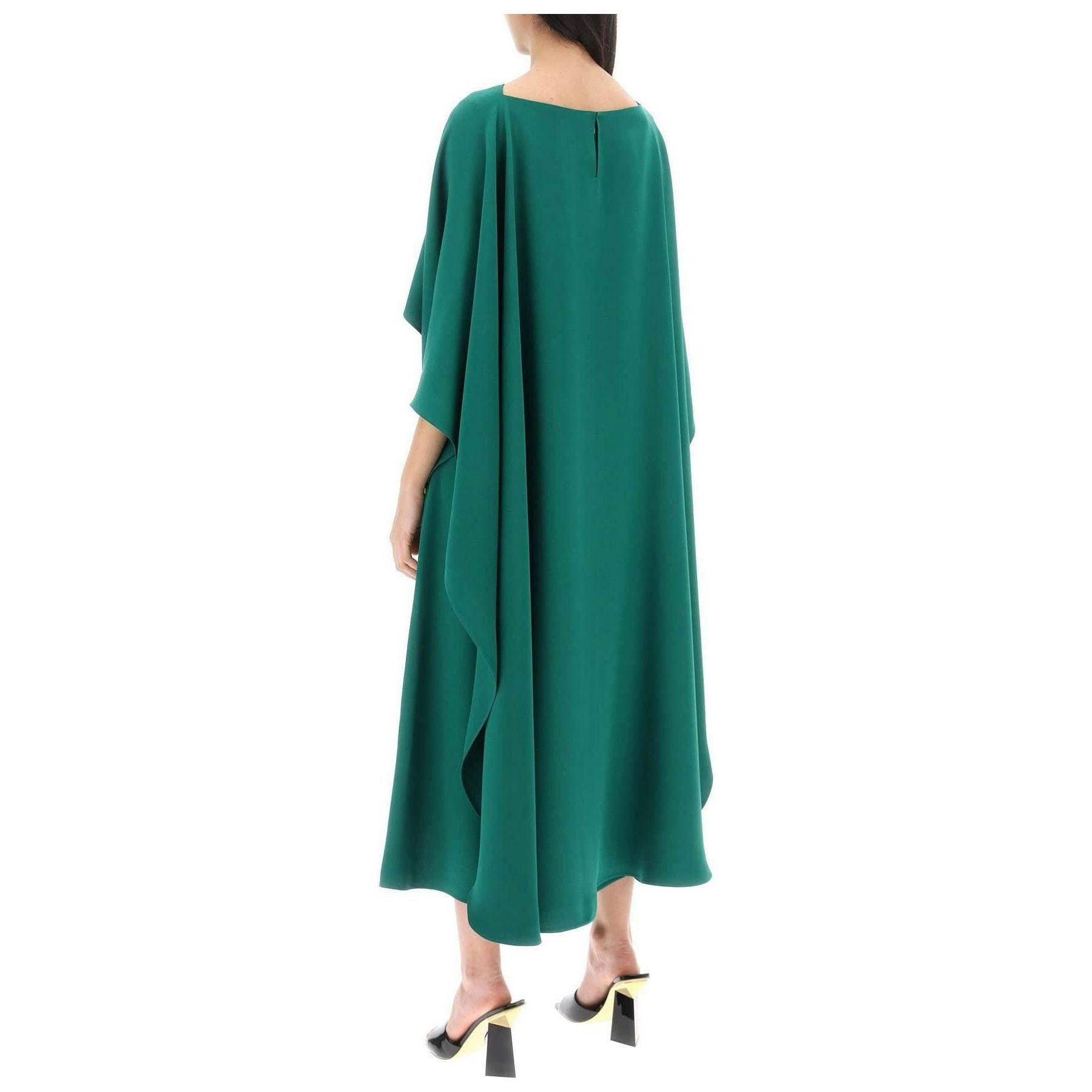 Basil Green Silk Cady Couture Cape Dress VALENTINO GARAVANI JOHN JULIA.