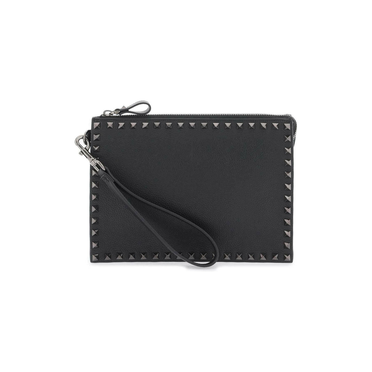 Black Rockstud Studded Calfskin Pouch VALENTINO GARAVANI JOHN JULIA.