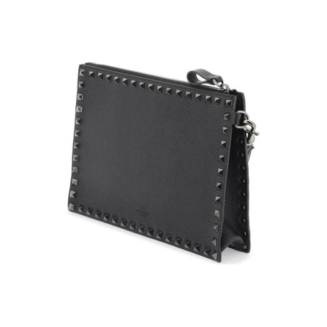 Black Rockstud Studded Calfskin Pouch VALENTINO GARAVANI JOHN JULIA.