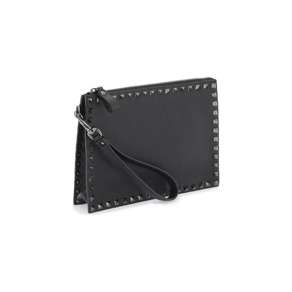 Black Rockstud Studded Calfskin Pouch VALENTINO GARAVANI JOHN JULIA.