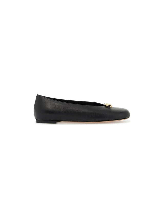 Calf Leather VLogo Ballet Flats.