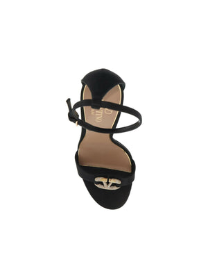 Crystal Vlogo Signature Satin Sandals.