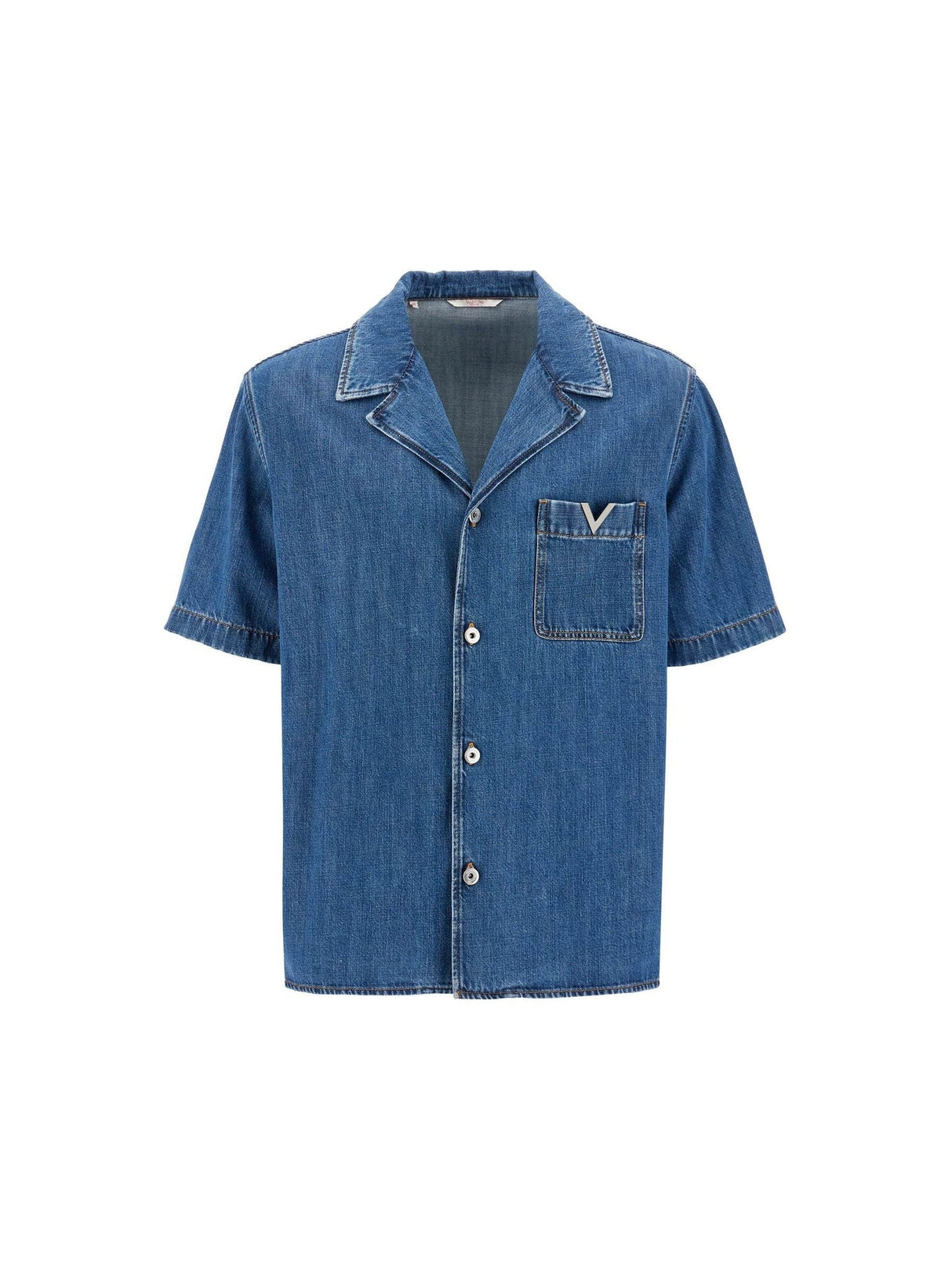 VALENTINO GARAVANI-Denim Bowling Shirt-JOHN JULIA