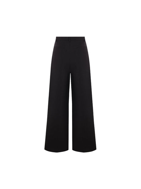 Double Compact Drill Wide-Leg Trousers-VALENTINO GARAVANI-JOHN JULIA