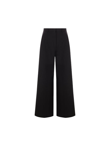 Double Compact Drill Wide-Leg Trousers-VALENTINO GARAVANI-JOHN JULIA