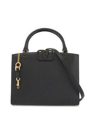 Double Handle Vlogo Leather Handbag-Valentino Garavani-JOHN JULIA