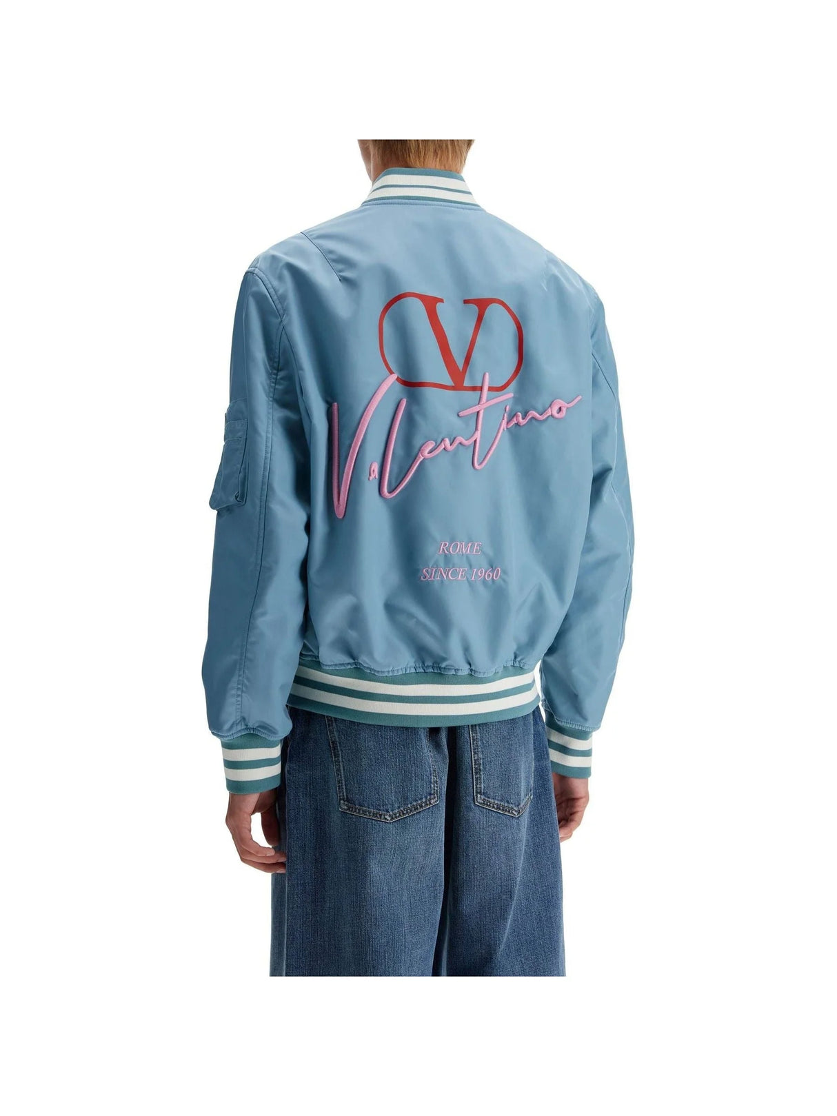 Nylon Bomber Jacket With Embroidery And Print