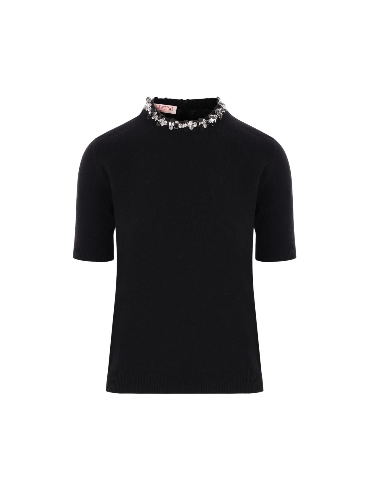 Embroidered Wool Short-sleeved Sweater-VALENTINO GARAVANI-JOHN JULIA