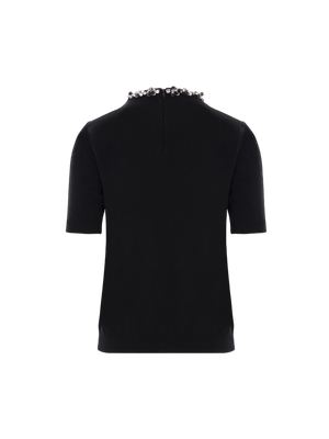 Embroidered Wool Short-sleeved Sweater-VALENTINO GARAVANI-JOHN JULIA