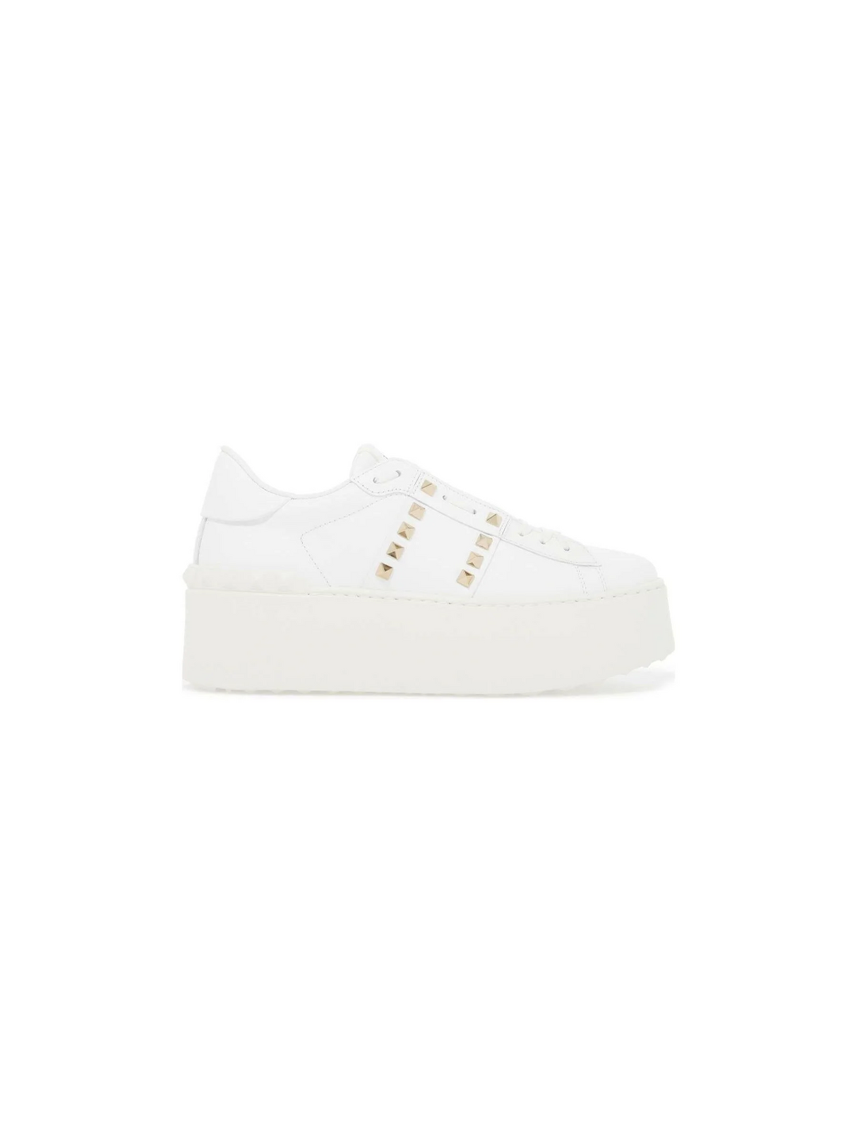 Flatform Rockstud Untitled Open Leather Sneakers.