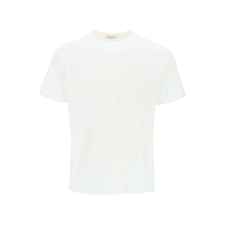 Flower Embroidered Mercerized Cotton T-shirt.