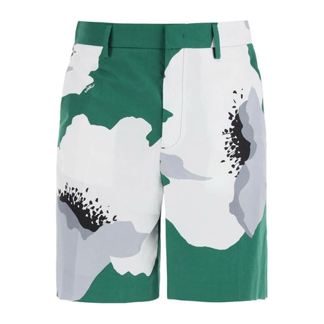 Flower Portrait Print Poplin Bermuda Shorts VALENTINO GARAVANI JOHN JULIA.