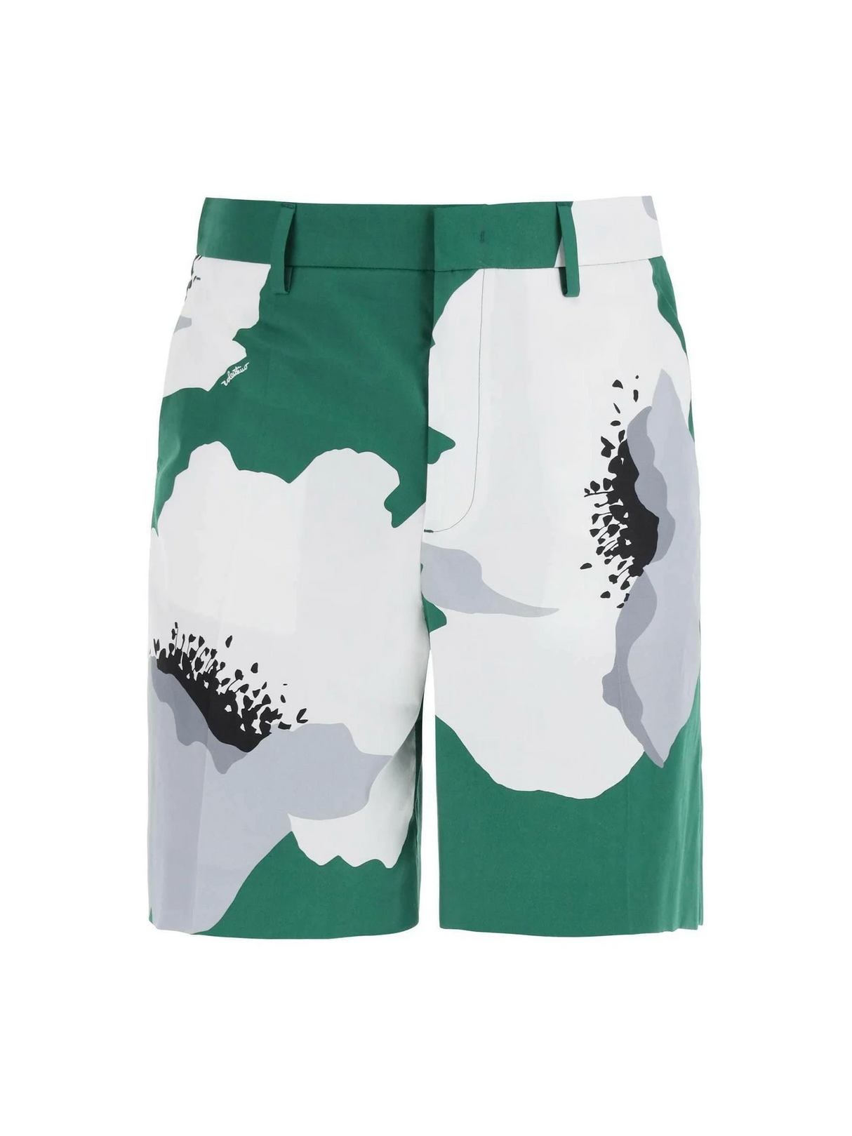 Flower Portrait Print Poplin Bermuda Shorts VALENTINO GARAVANI JOHN JULIA.