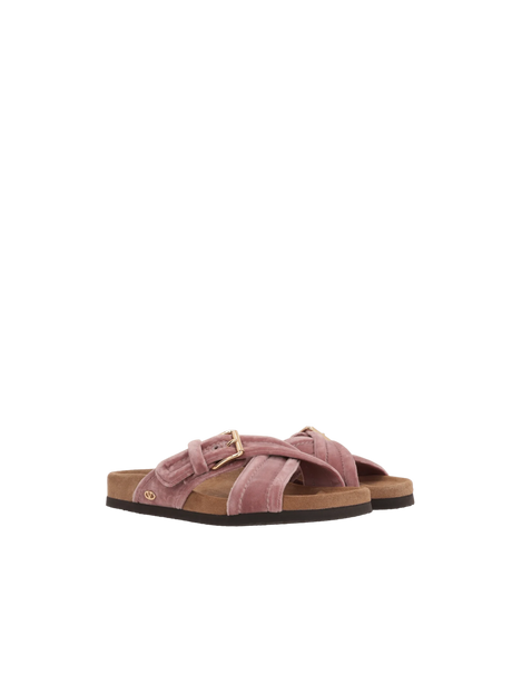 Fussfriend Velvet Slide Sandals-VALENTINO GARAVANI-JOHN JULIA