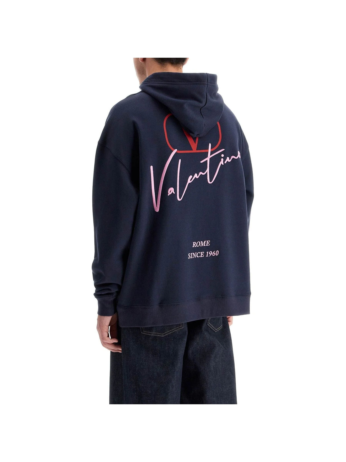 VALENTINO GARAVANI-Hooded Sweatshirt With Valentino Signature-JOHN JULIA