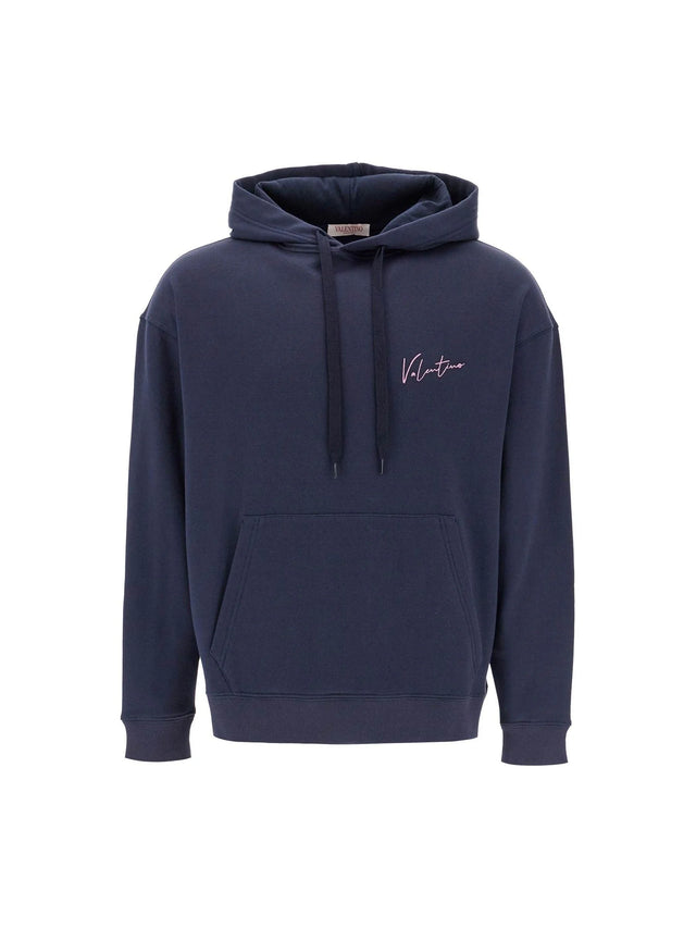 VALENTINO GARAVANI-Hooded Sweatshirt With Valentino Signature-JOHN JULIA