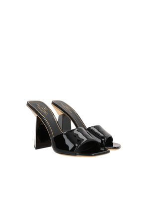 Hyper One Stud Patent Leather Slide Sandals-VALENTINO GARAVANI-JOHN JULIA