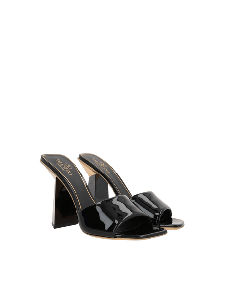 Hyper One Stud Patent Leather Slide Sandals-VALENTINO GARAVANI-JOHN JULIA