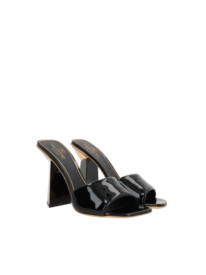 Hyper One Stud Patent Leather Slide Sandals-VALENTINO GARAVANI-JOHN JULIA