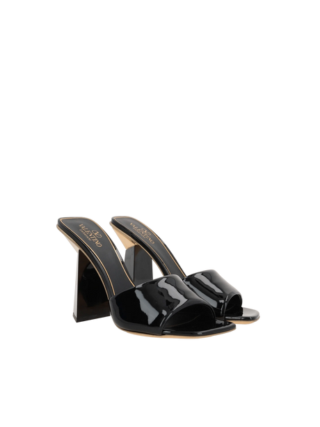 Hyper One Stud Patent Leather Slide Sandals-VALENTINO GARAVANI-JOHN JULIA