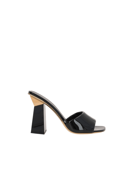 Hyper One Stud Patent Leather Slide Sandals-VALENTINO GARAVANI-JOHN JULIA