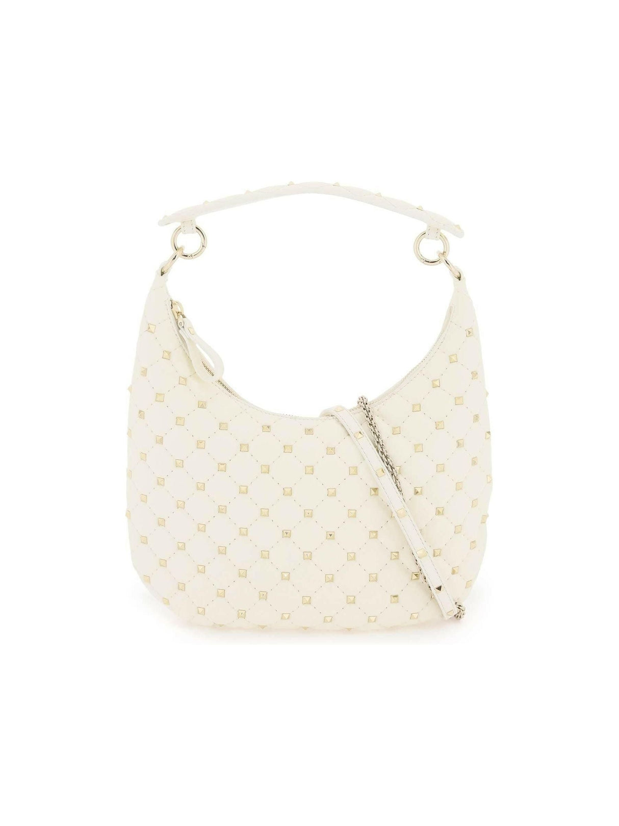 Ivory 'Rockstud Spike' Leather Hobo Bag VALENTINO GARAVANI JOHN JULIA.