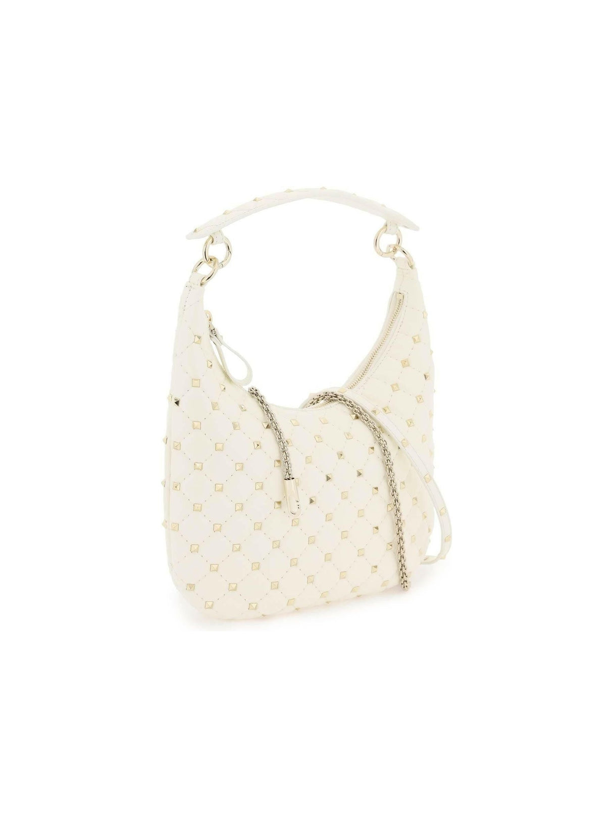 Ivory 'Rockstud Spike' Leather Hobo Bag VALENTINO GARAVANI JOHN JULIA.