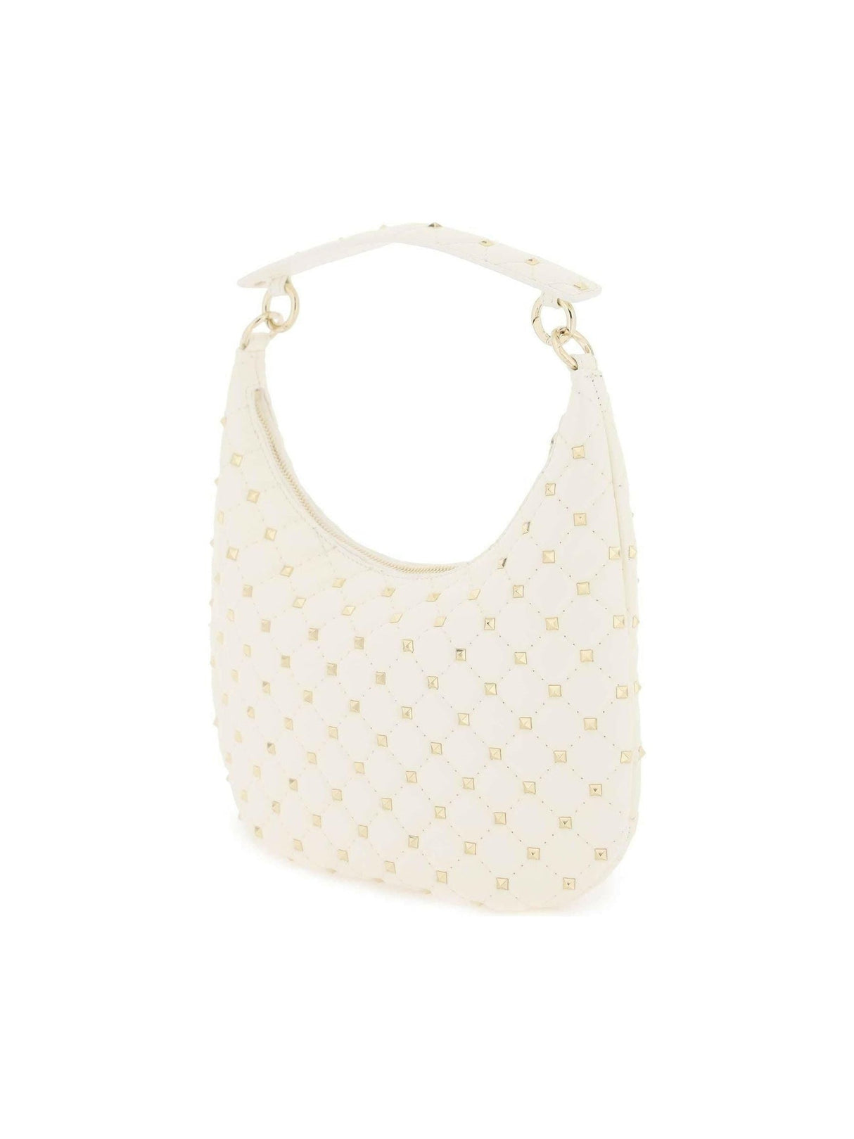 Ivory 'Rockstud Spike' Leather Hobo Bag VALENTINO GARAVANI JOHN JULIA.