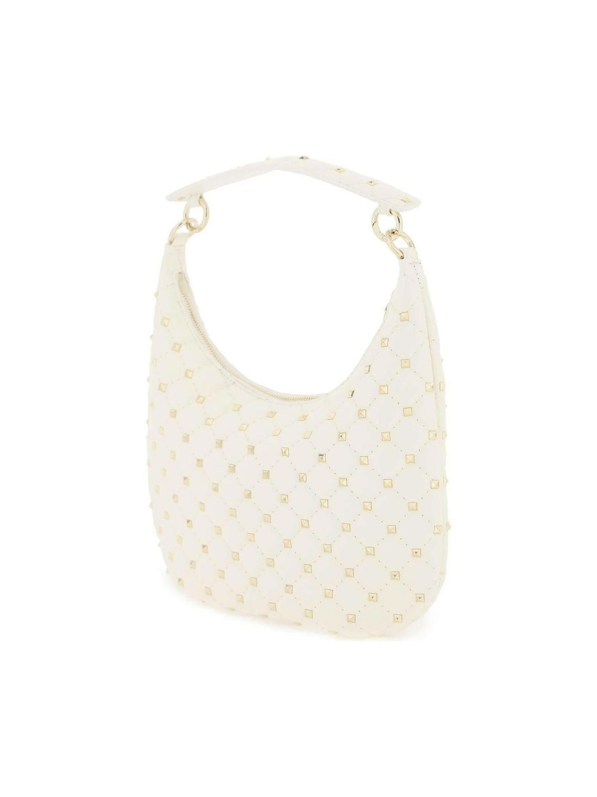 Ivory 'Rockstud Spike' Leather Hobo Bag VALENTINO GARAVANI JOHN JULIA.