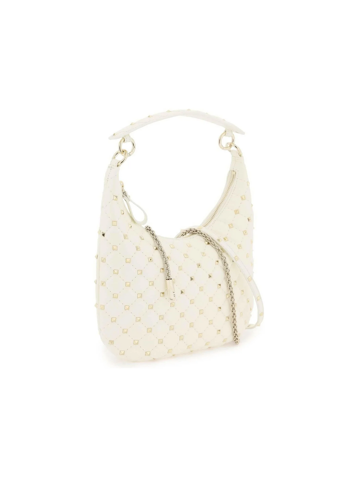 Ivory 'Rockstud Spike' Leather Hobo Bag VALENTINO GARAVANI JOHN JULIA.