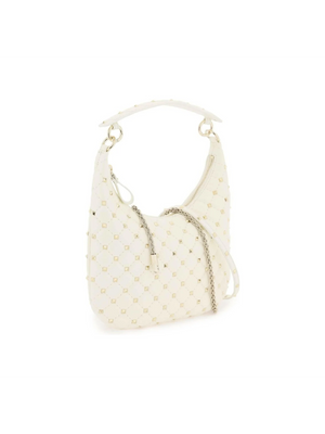 Ivory 'Rockstud Spike' Leather Hobo Bag VALENTINO GARAVANI JOHN JULIA.