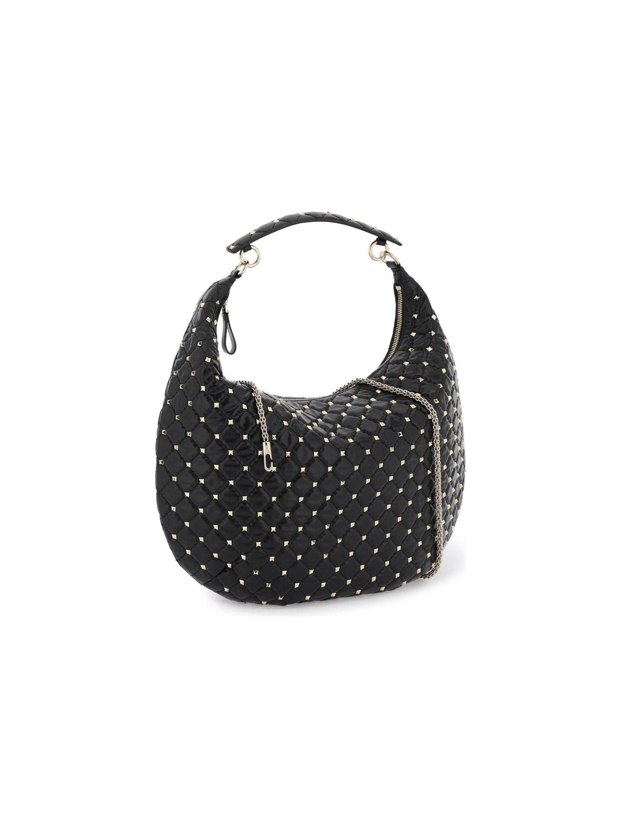 VALENTINO GARAVANI-Leather Rockstud Spike Hobo Bag-JOHN JULIA