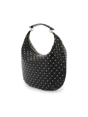 VALENTINO GARAVANI-Leather Rockstud Spike Hobo Bag-JOHN JULIA