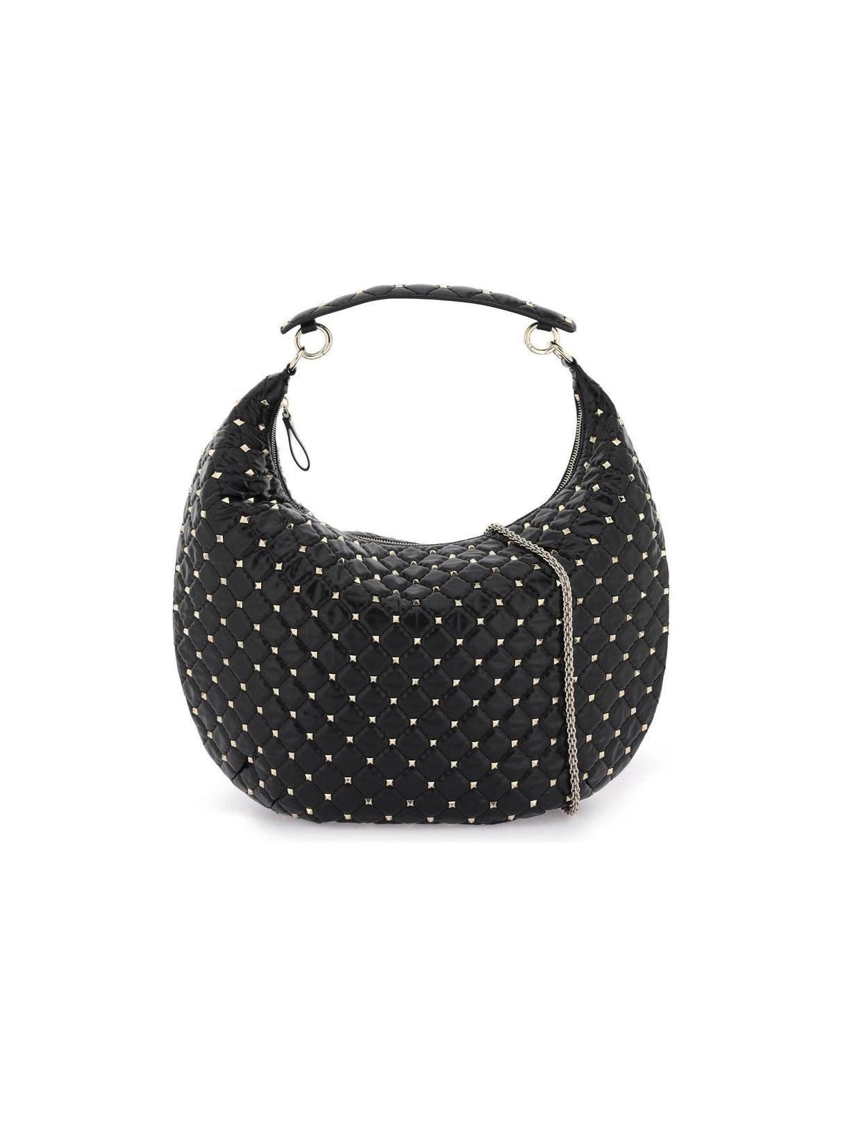 VALENTINO GARAVANI-Leather Rockstud Spike Hobo Bag-JOHN JULIA