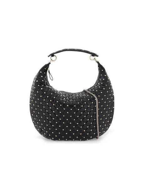 VALENTINO GARAVANI-Leather Rockstud Spike Hobo Bag-JOHN JULIA