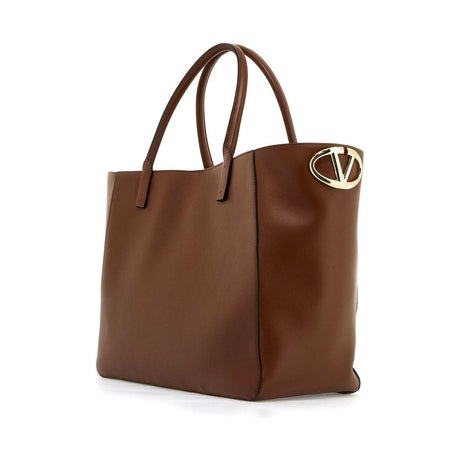 Leather VLogo Side Shopping Bag.