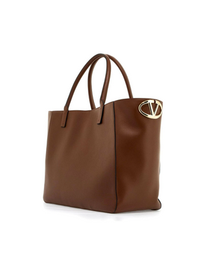 Leather VLogo Side Shopping Bag.