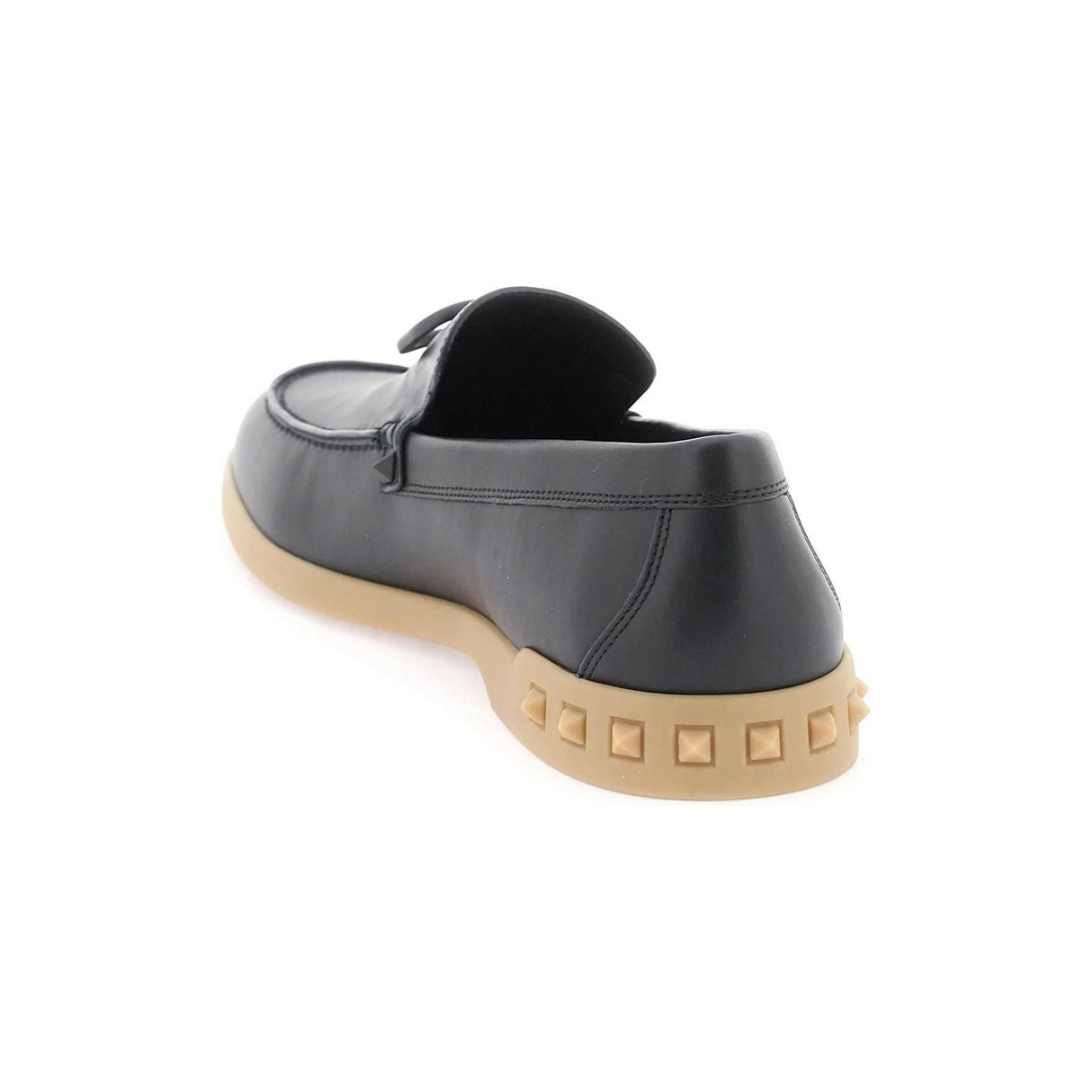 Black Leisure Flows Slip-On Leather Loafers VALENTINO GARAVANI JOHN JULIA.