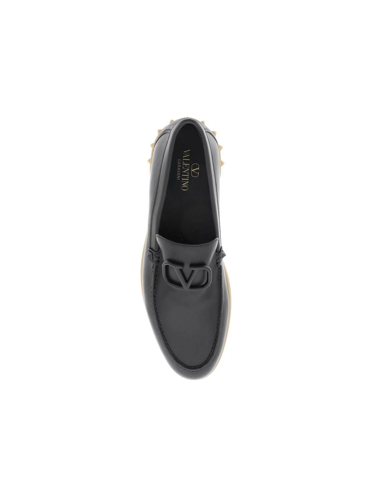 Black Leisure Flows Slip-On Leather Loafers VALENTINO GARAVANI JOHN JULIA.